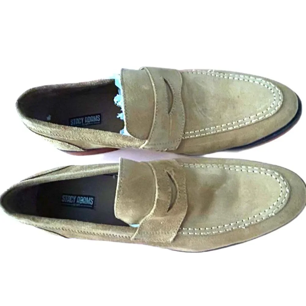 Stacy Adams Shoes 24829 Leather Suede Penny Loafers Mens Size 10 43 Tan